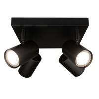 Ledvion Lámpara de techo LED Cuarteto - Regulable - Inclinable - 5W - 4000K - Negro