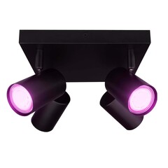 Lámpara de techo LED Cuarteto - Regulable - Inclinable - 4,9W - RGB+CCT - Negro