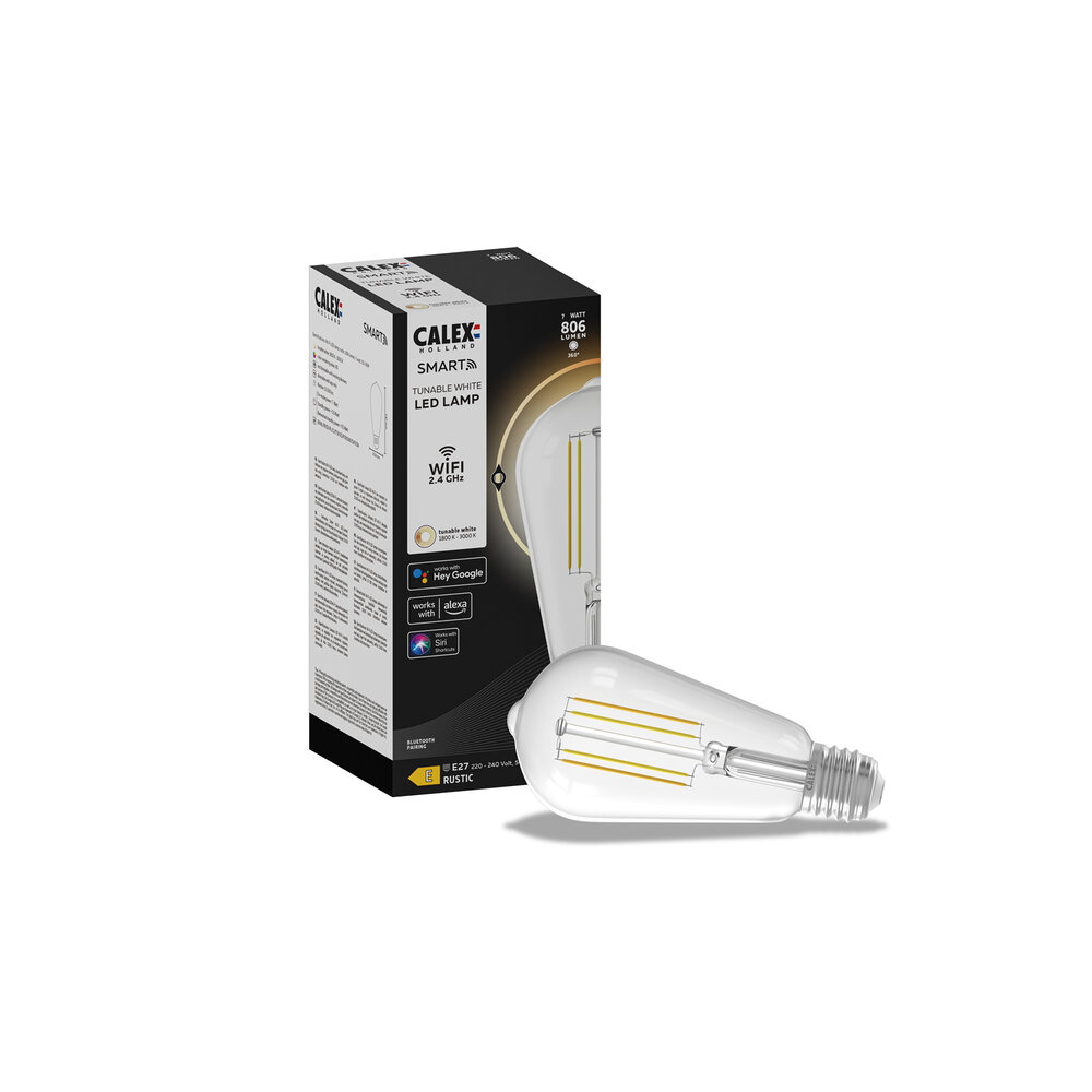 Calex Calex Smart LED Filamento Claro Lámpara Rústica 7W