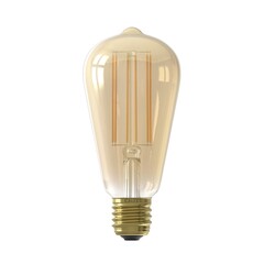 Lámpara LED Calex con sensor de crepúsculo - E27 - Rústica - Filamento - 470 Lm - Oro