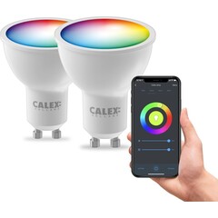 2x Lámpara LED inteligente Calex - Regulable - GU10 - 4,9W - RGB + CCT