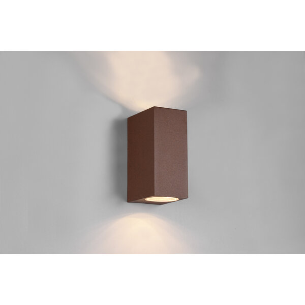 Trio Lighting Aplique LED Exterior - Doble cara - Foco GU10 - IP44 - Cube - Roya - Color óxido