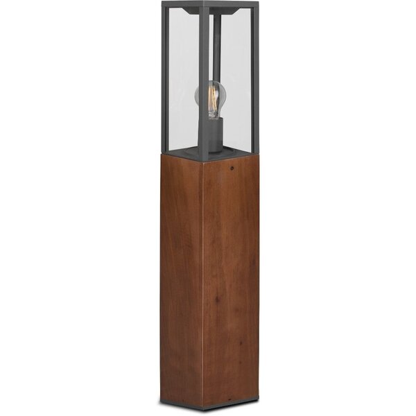 Trio Lighting Lámpara de exterior de pie - 80 cm - Base E27 - Garona - Antracita con madera