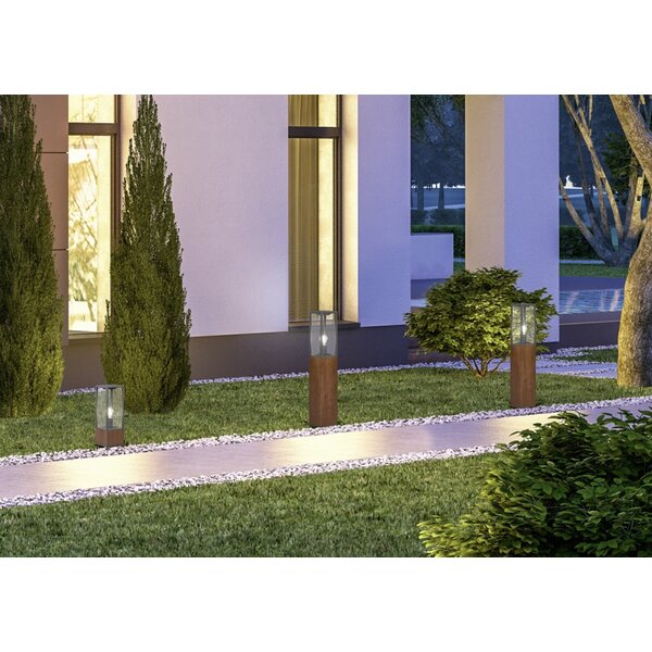Trio Lighting Lámpara de exterior de pie - 80 cm - Base E27 - Garona - Antracita con madera