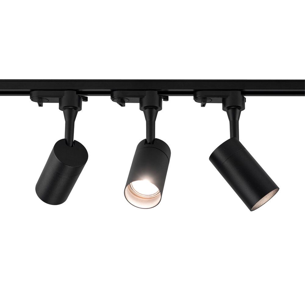 Lámparasonline Iluminación con rieles LED de 1 m - 2 Focos de Carril - 5W - 2700K - Regulable - Monofásico - Negro