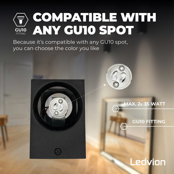 Ledvion Aplique de Pared - Bidireccional - 3W - 2700K - Negro