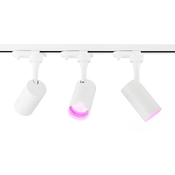 Lámparasonline Iluminación con rieles LED Inteligente de 1 m - 2 Focos de Carril - 4,9W - RGB+CCT - Regulable - Monofásico - Blanco