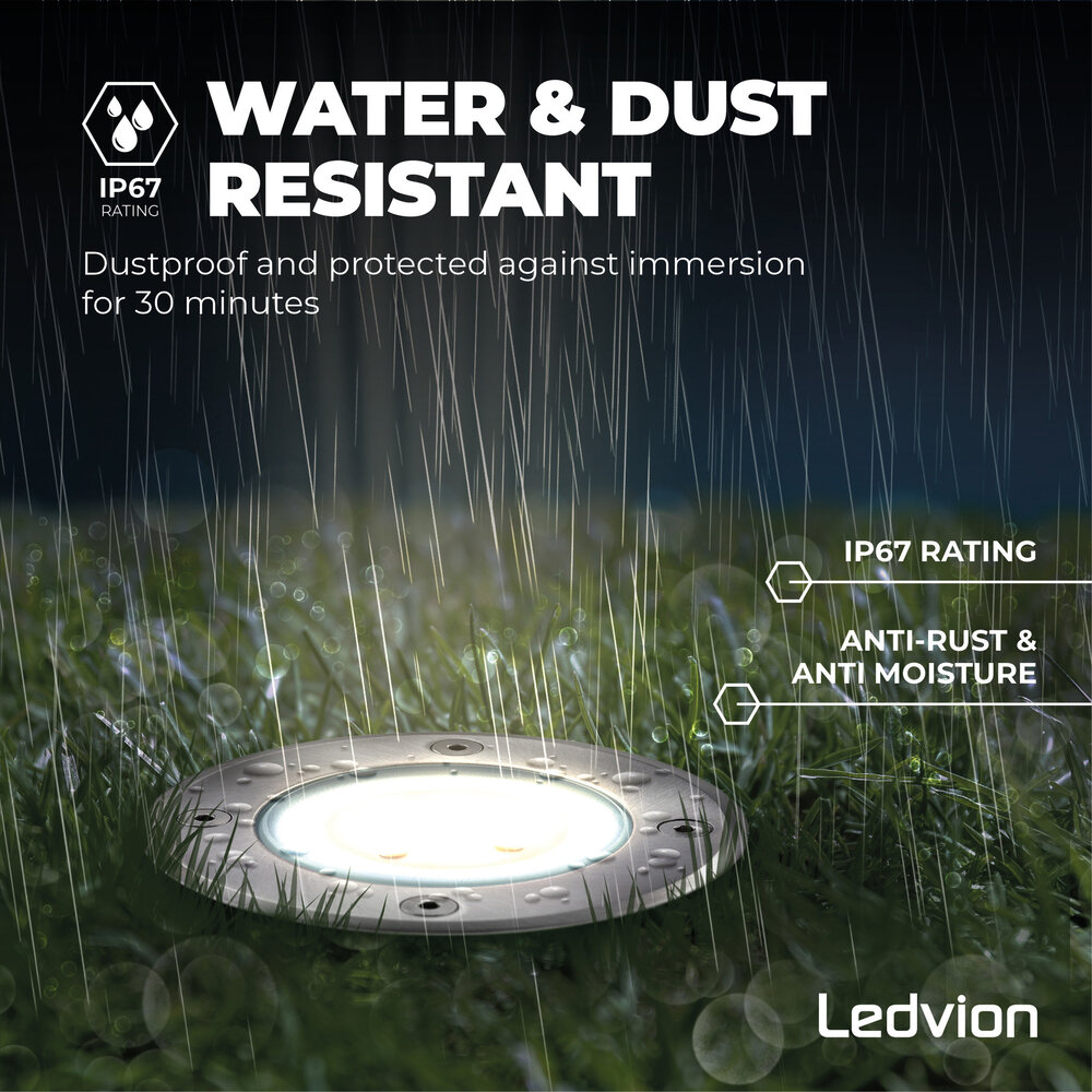 Ledvion 9x IP67 Foco LED empotrable de suelo Redondo - GU10