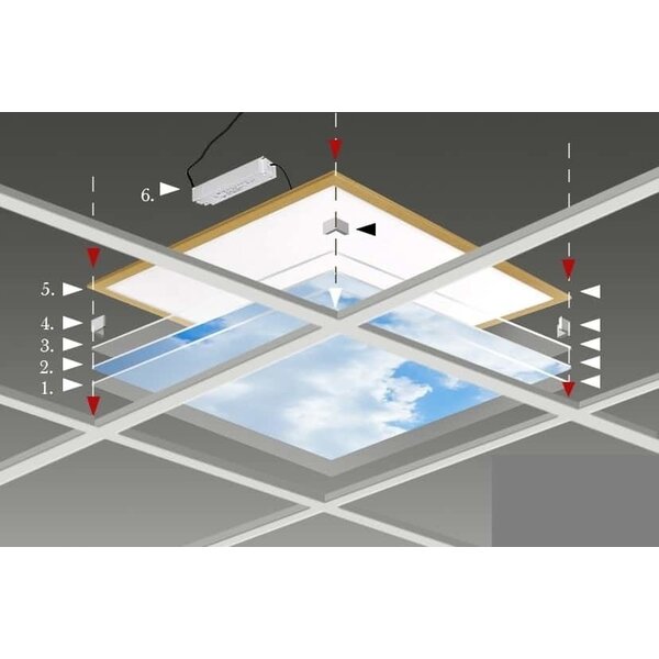 Lámparasonline Paneles LED de Techo en la Nube - Imagen Impresa de Nube - Impresa en 4 Placas - 595x595