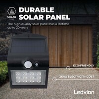 Ledvion Aplique de Pared Solar con Sensor de Movimiento - Negro - 1.5W - 3000K
