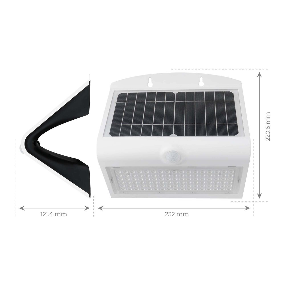 Ledvion Aplique de Pared Solar con Sensor de Movimiento - Blanco - 8W - 3000K