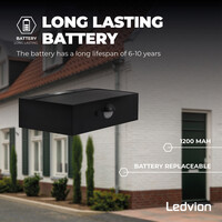 Ledvion Aplique de Pared Solar con Sensor de Movimiento - Negro - 3W - 3000K