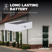 Ledvion Aplique de Pared Solar con Sensor de Movimiento - Blanco - 3W - 3000K