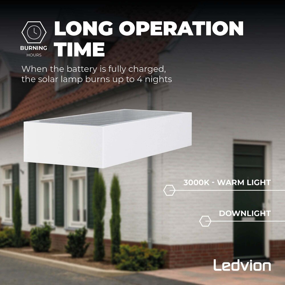 Ledvion Aplique de Pared Solar con Sensor de Movimiento - Blanco - 6W - 3000K