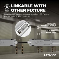 Ledvion Pantalla Estanca LED 120 cm - 12W - 1920 Lumen - 4000K - IP65 - con Tubo LED