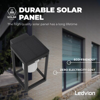 Ledvion Aplique de Pared Solar con Sensor - Negro - IP44