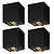 4x Foco de Superficie LED regulable - Cuadrado - Negro - 5W - 2700K - Inclinable - IP20