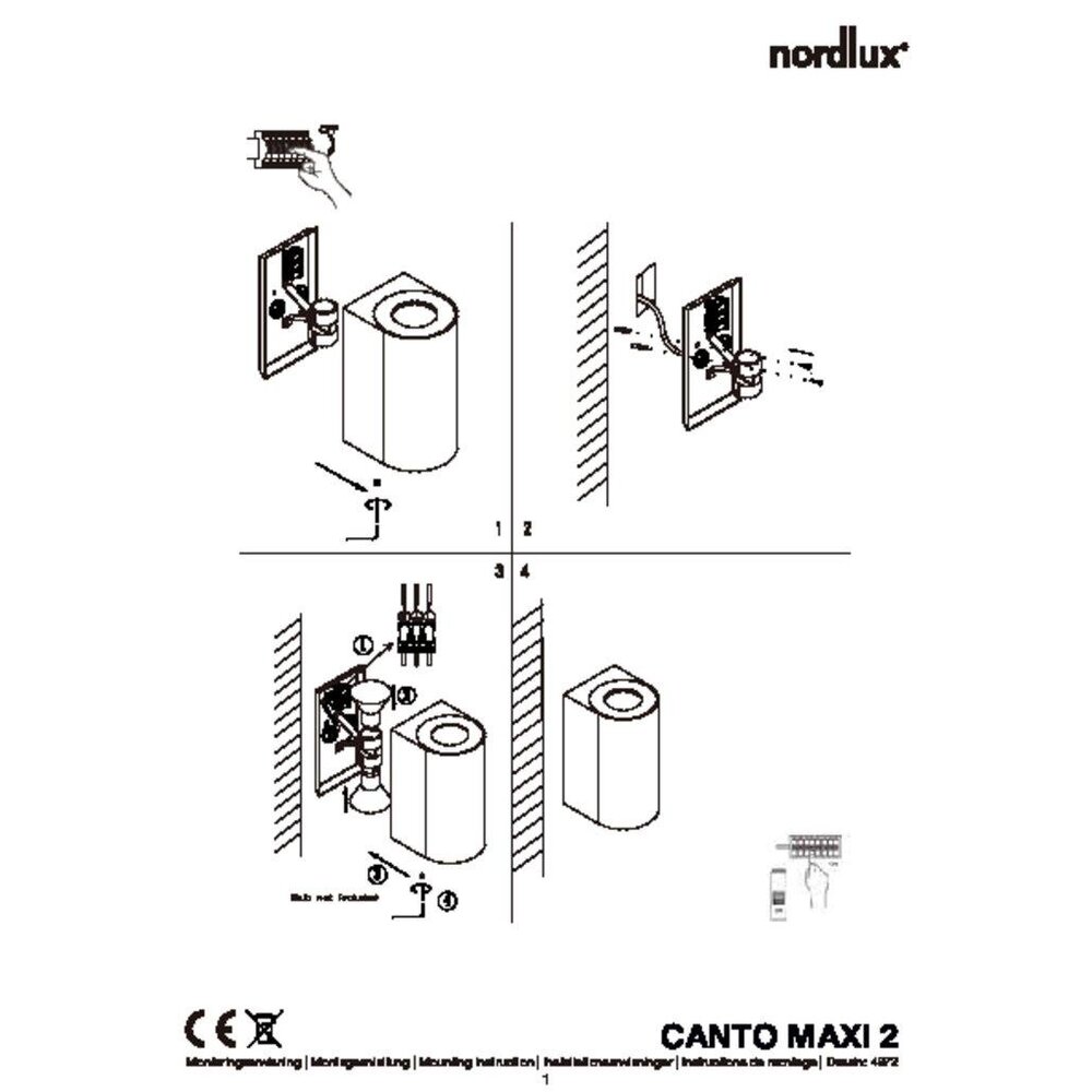 Nordlux Aplique de exterior Doble Cara Galvanizado - Montaje GU10 - Canto Maxi 2 - Garantía 15 años