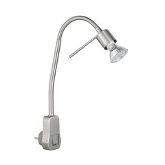 Lámpara enchufable con Interruptor - Laon - Casquillo GU10 - 4,5W - 3000K - Regulable - Níquel Mate