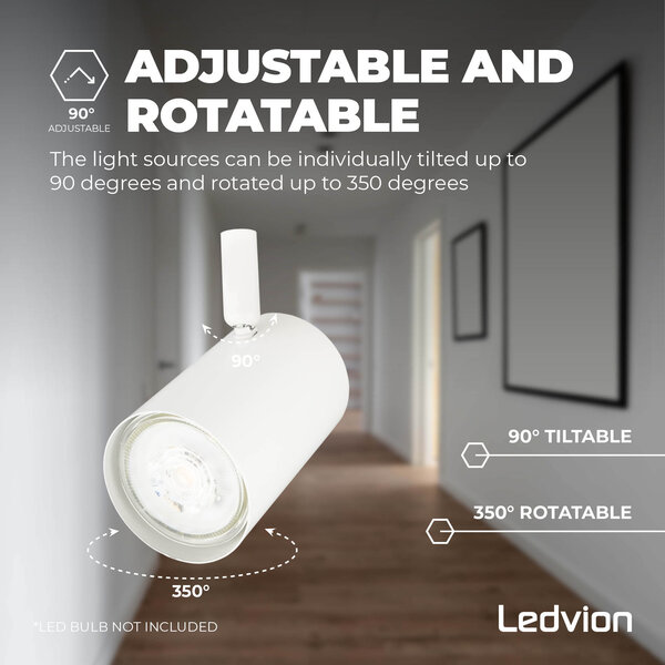 Ledvion Lámpara de techo LED Trio - Inclinable - Casquillo GU10 - Blanco