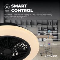 Ledvion Ventilador de Techo con Luz LED - Regulable - Negro - Inteligente - 2700K-6500K - Incl. control remoto