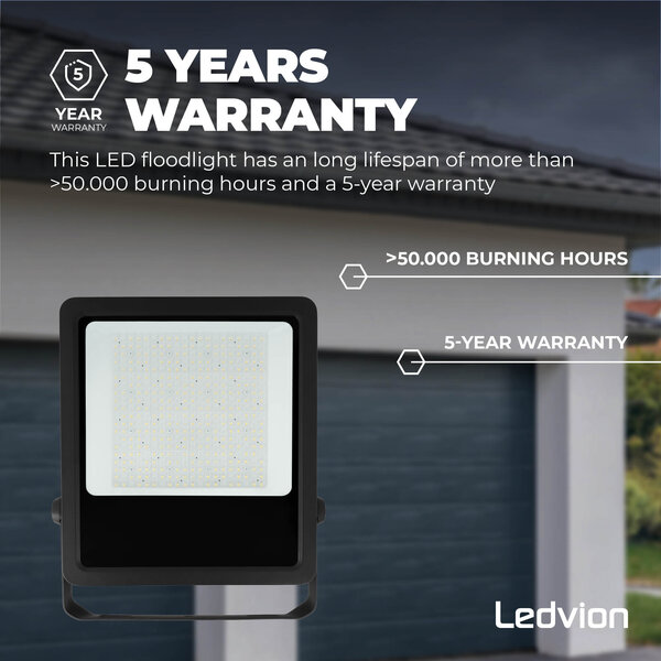 Ledvion Proyector LED Lumileds - 200W - 28.000 Lúmenes - 6000K - Lente asimétrica - 5 años de garantía