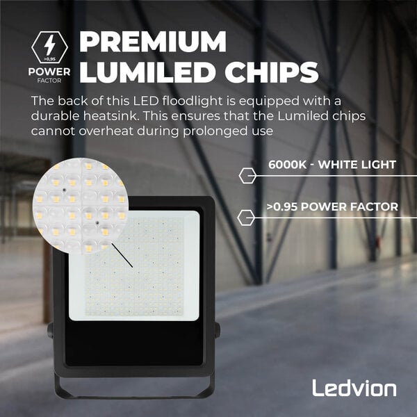 Ledvion Proyector LED Lumileds - 200W - 28.000 Lúmenes - 6000K - Lente asimétrica - 5 años de garantía