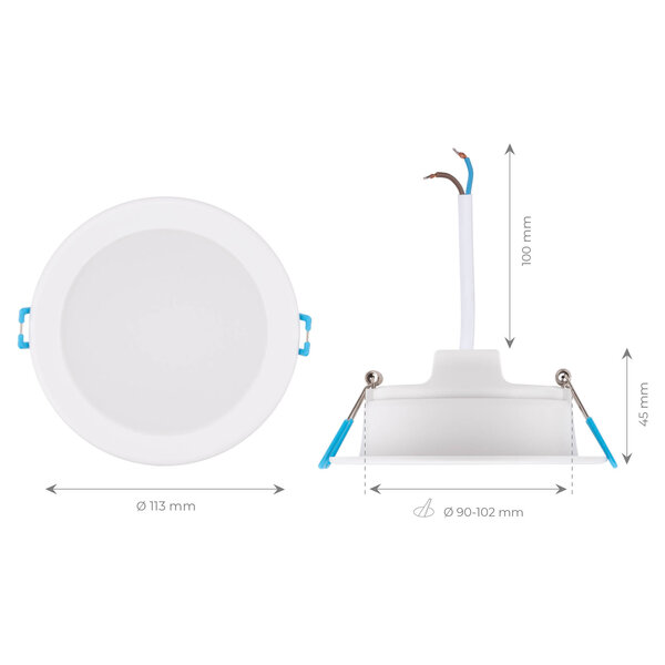 Ledvion Downlight LED 7W - 4000K - 630 Lúmenes - Ø90-102 mm