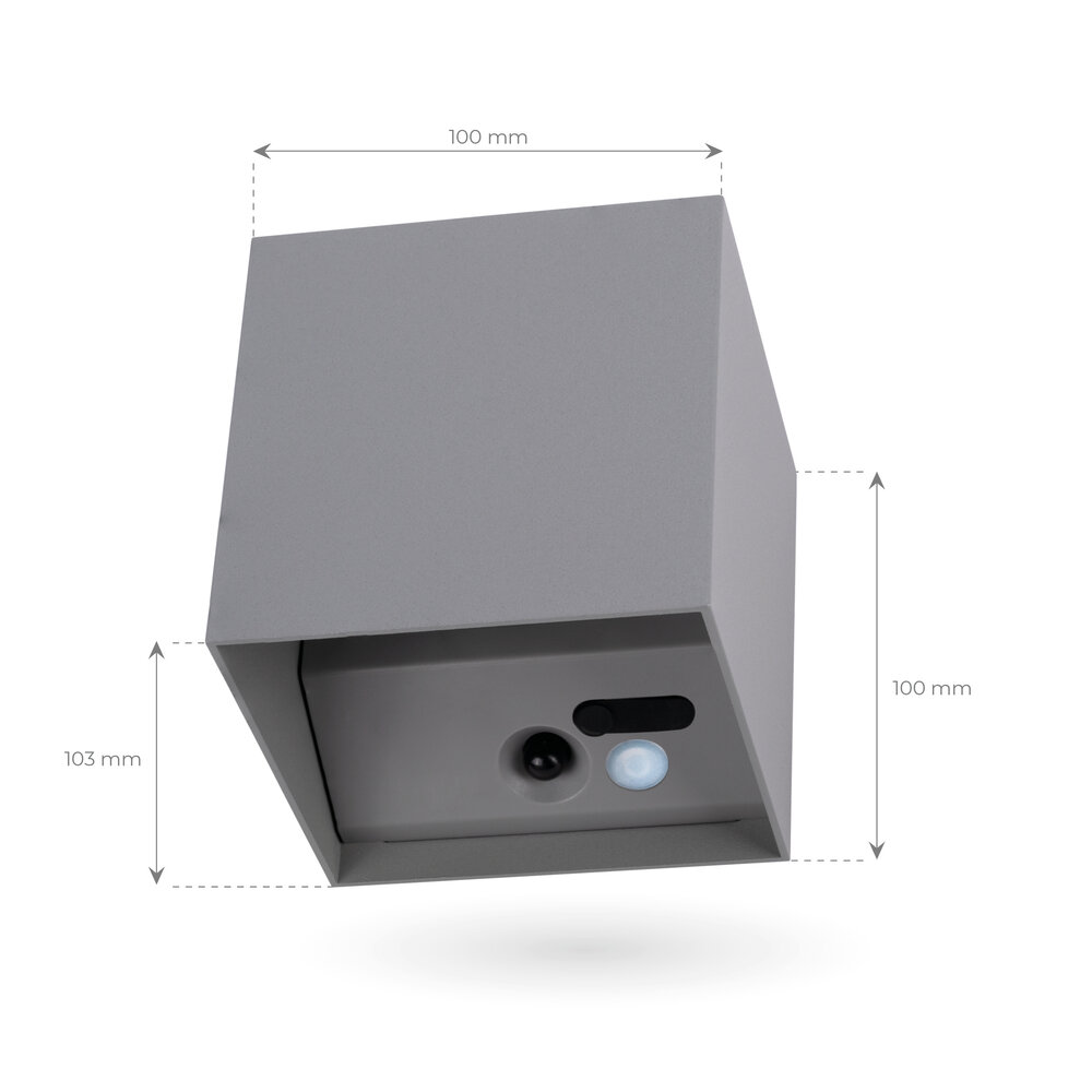 Ledvion USB Aplique de Pared Recargable con Sensor - Gris - IP44 - Inalámbrico - Batería de 4000 mAh - Adecuado para Interiores y Exteriores
