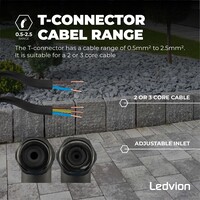 Ledvion IP 68 Conector en forma de T Estanco
