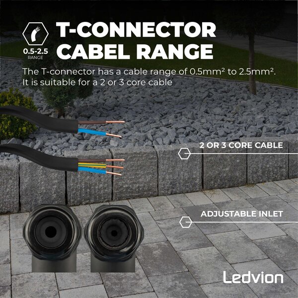 Ledvion IP 68 Conector en forma de T Estanco