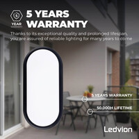 Ledvion Bulkhead LED - Plafón LED - 6.5W - 4000K - 700 Lumen - Negro - IP54 Estanco - 5 años de garantía