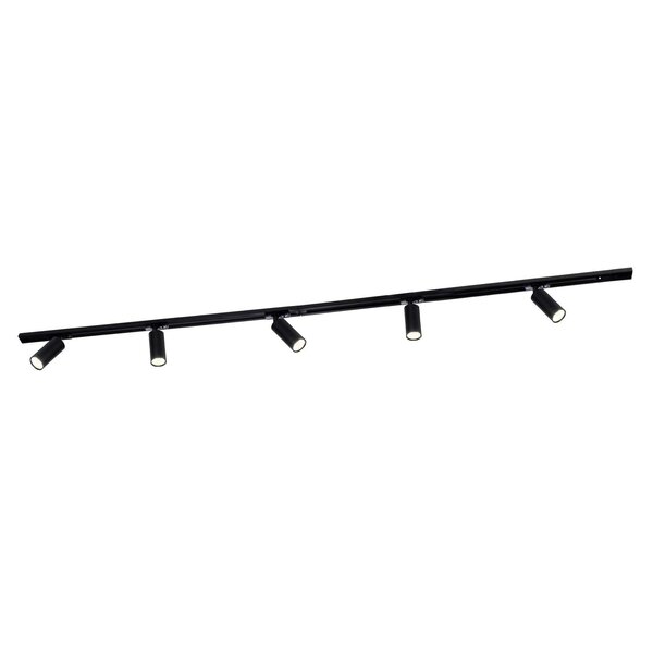 Ledvion 2m Iluminación con rieles LED - 5 Focos de Carril - Regulable - Monofásico - Negro