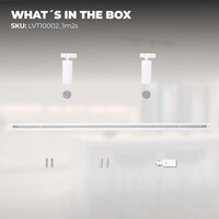 Ledvion 1m Iluminación con rieles LED - 2 Focos de Carril - Regulable - Monofásico - Blanco