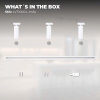 Ledvion 1m Iluminación con rieles LED - 3 Focos de Carril - Regulable - Monofásico - Blanco