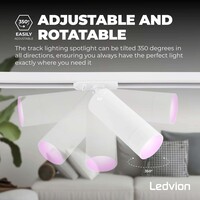 Ledvion 2m Iluminación con rieles LED Inteligente - 5 Focos de Carril - 4,9W - RGB+CCT - Regulable - Monofásico - Blanco