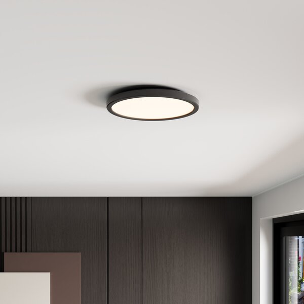 Ledvion Plafón de Baño - 13W - 1130 Lúmenes - Negro - Ø24,4 CM - IP44 Estanco - 2700K - Plafón LED