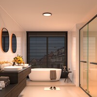 Ledvion Plafón de Baño - 13W - 1130 Lúmenes - Negro - Ø24,4 CM - IP44 Estanco - 2700K - Plafón LED