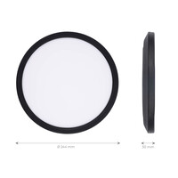 Ledvion Plafón de Baño - 13W - 1130 Lúmenes - Negro - Ø24,4 CM - IP44 Estanco - 2700K - Plafón LED