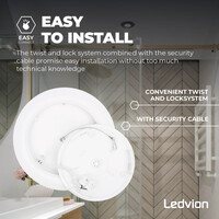 Ledvion Plafón de Baño - 13W - 1560 Lúmenes - Blanco - Ø24,4 CM - IP44 Estanco - 2700K - Plafón LED
