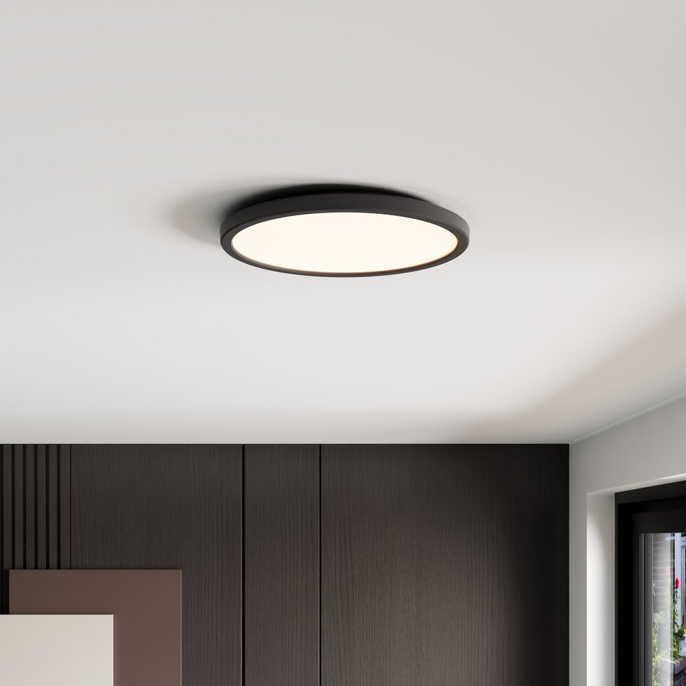Ledvion Plafón de Baño - 18W - 1620 Lúmenes - Negro - Ø29 CM - IP44 Estanco - 2700K - Plafón LED