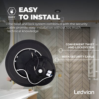 Ledvion Plafón de Baño - 18W - 1620 Lúmenes - Negro - Ø29 CM - IP44 Estanco - 2700K - Plafón LED