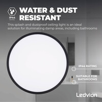 Ledvion Plafón de Baño - 24W - 2040 Lúmenes - Negro - Ø42 CM - IP44 Estanco - 2700K - Plafón LED