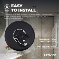 Ledvion Plafón de Baño - 24W - 2040 Lúmenes - Negro - Ø42 CM - IP44 Estanco - 2700K - Plafón LED