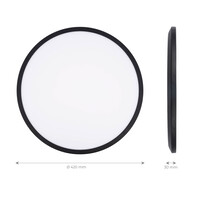 Ledvion Plafón de Baño - 24W - 2040 Lúmenes - Negro - Ø42 CM - IP44 Estanco - 2700K - Plafón LED