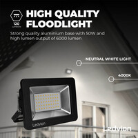 Ledvion Proyector LED 50W - Chip Osram - IP65 - 120lm/W - Color Blanco Natural - 5 años de garantía
