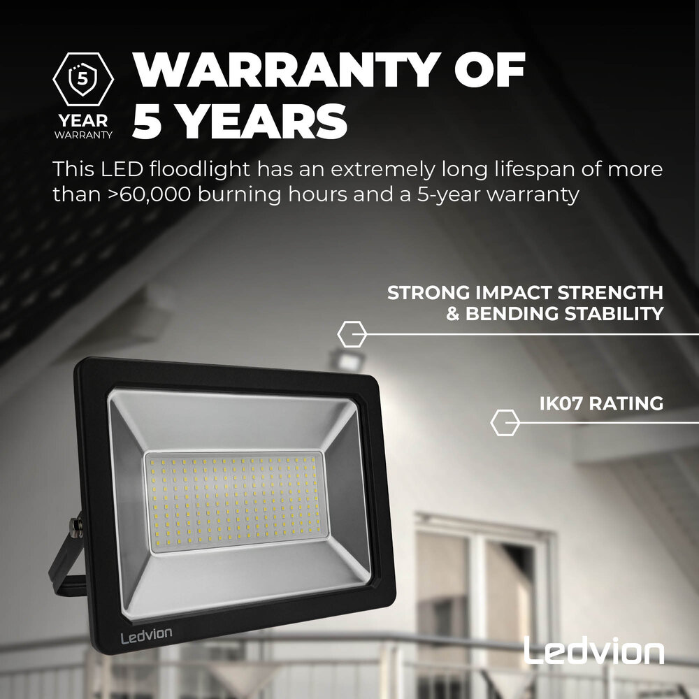 Ledvion Proyector LED 150W - Chip Osram - IP65 - 120lm/W - Color Blanco Natural - 5 años de garantía