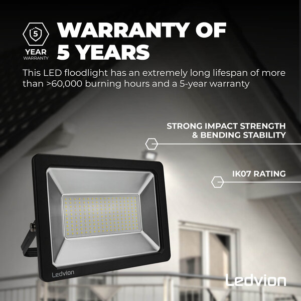 Ledvion Proyector LED 150W - Chip Osram - IP65 - 120lm/W - Color Blanco Natural - 5 años de garantía