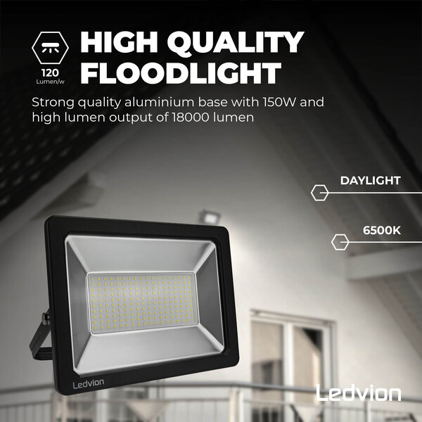 Ledvion Proyector LED 150W - Chip Osram - IP65 - 120lm/W - Color Blanco - 5 años de garantía