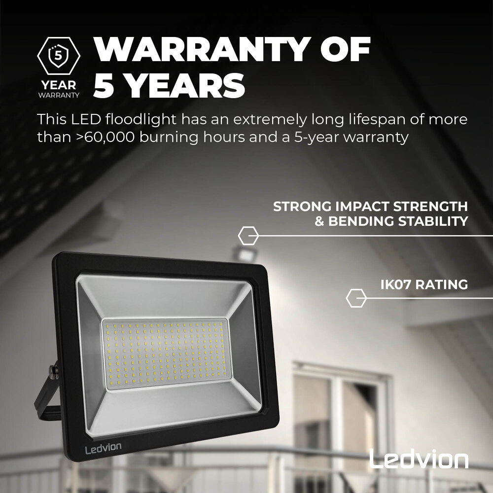 Ledvion Proyector LED 150W - Chip Osram - IP65 - 120lm/W - Color Blanco - 5 años de garantía